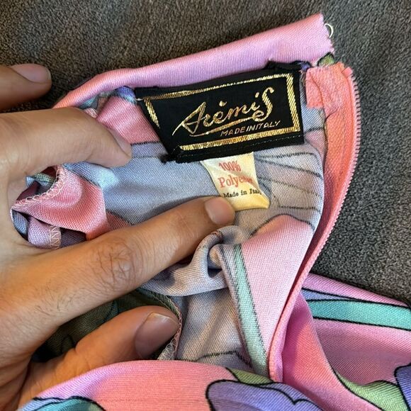 Vintage 1970s Aremis Psychedelic Floral Petal Print Top - S - Picture 6 of 6